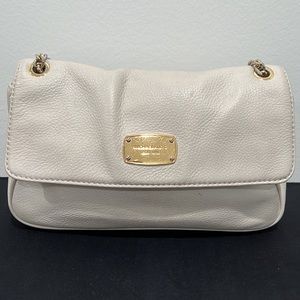 Michael Kors Off White Soft Leather Gold Chained Shoulder Bag